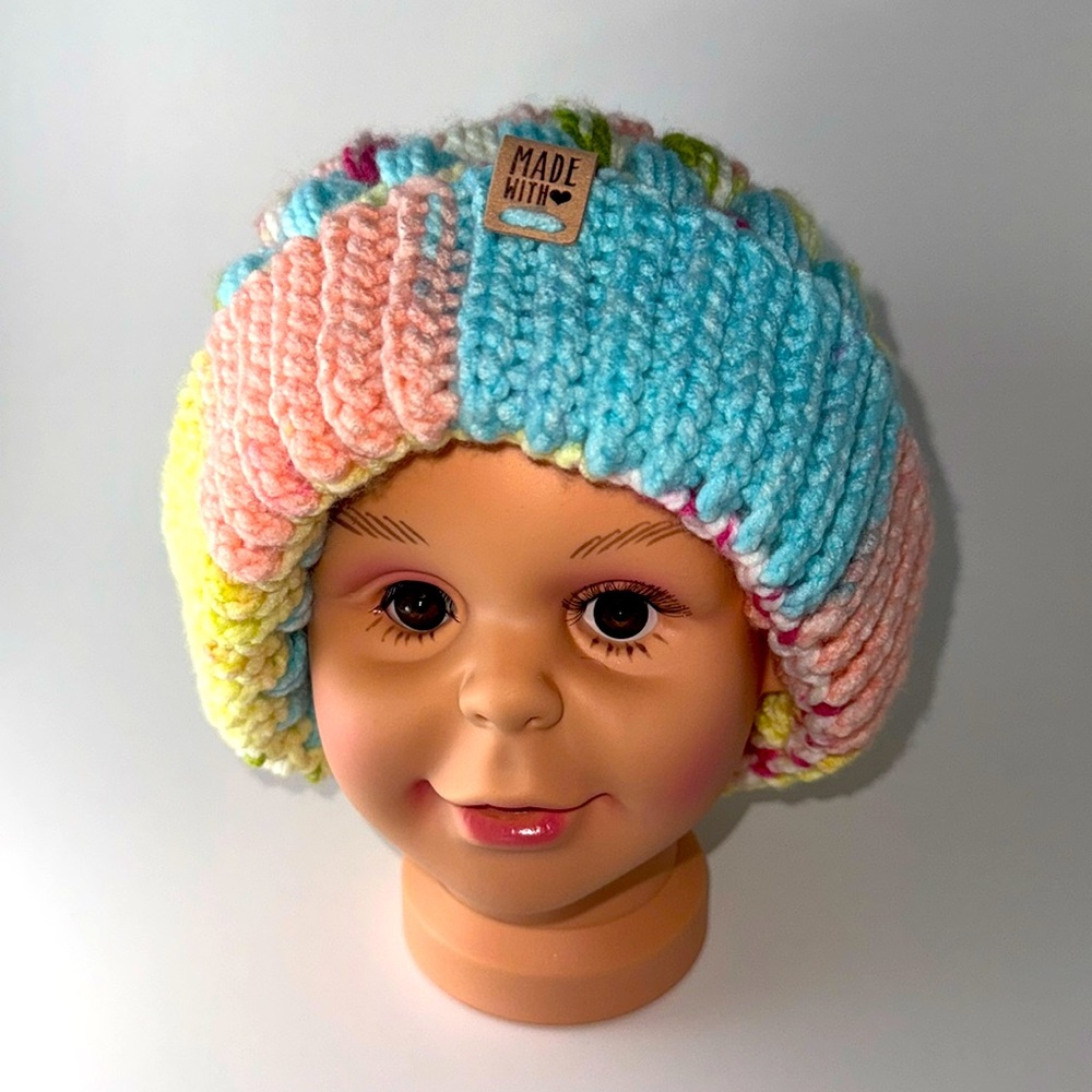 #11 Crocheted, colorful winter hat.